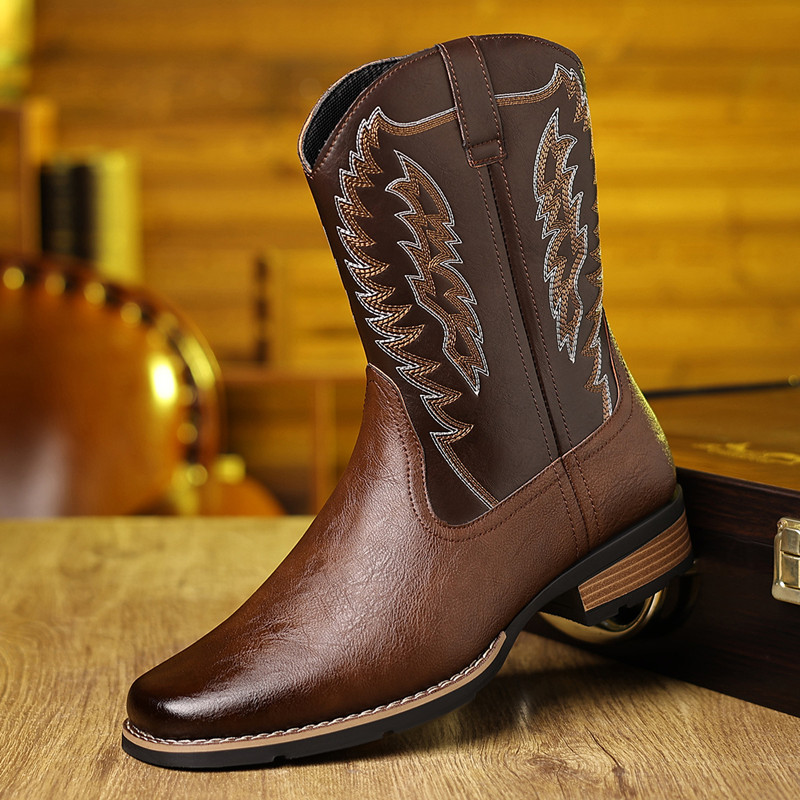 Embroidery Stitch - Men Embroidery Stitching Outdoor Retro Mid-calf