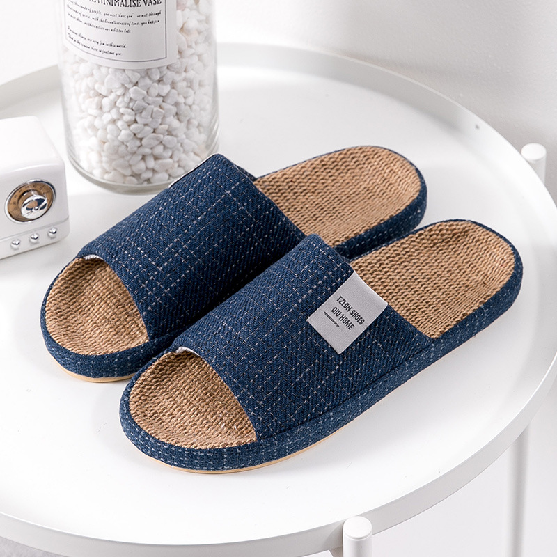 Embroidery Flat Shoes - Men's Breathable Linen Slippers, Four Seasons
