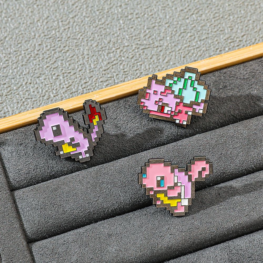 Embroidery Garment - Pixel Mosaic Pokemon Metal Enamel Pin,