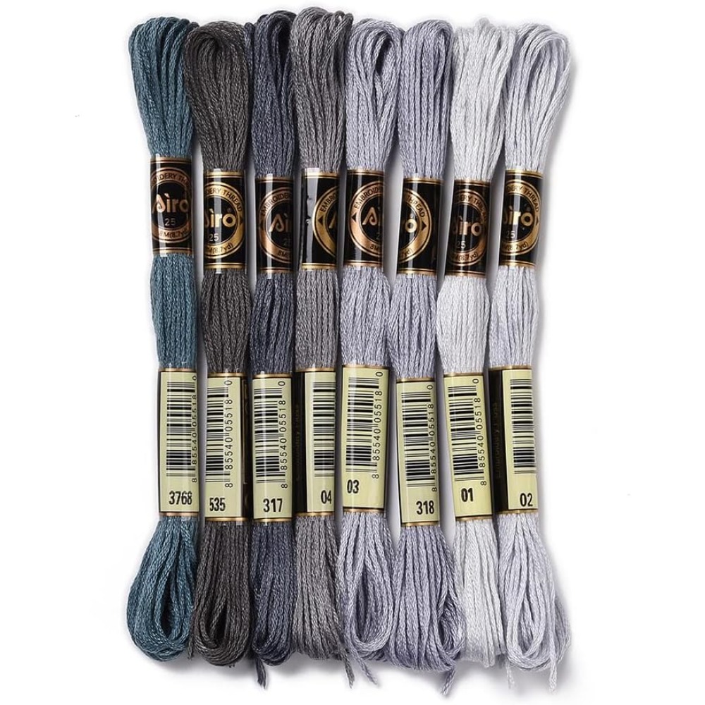 Embroidery Stitch - 8 Skeins 70 Yards Grey Friendship