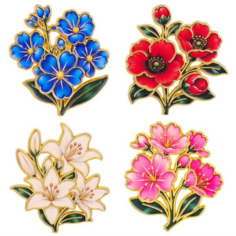 Embroidery Garment - Cute Vintage Colorful Floral Enamel Pin