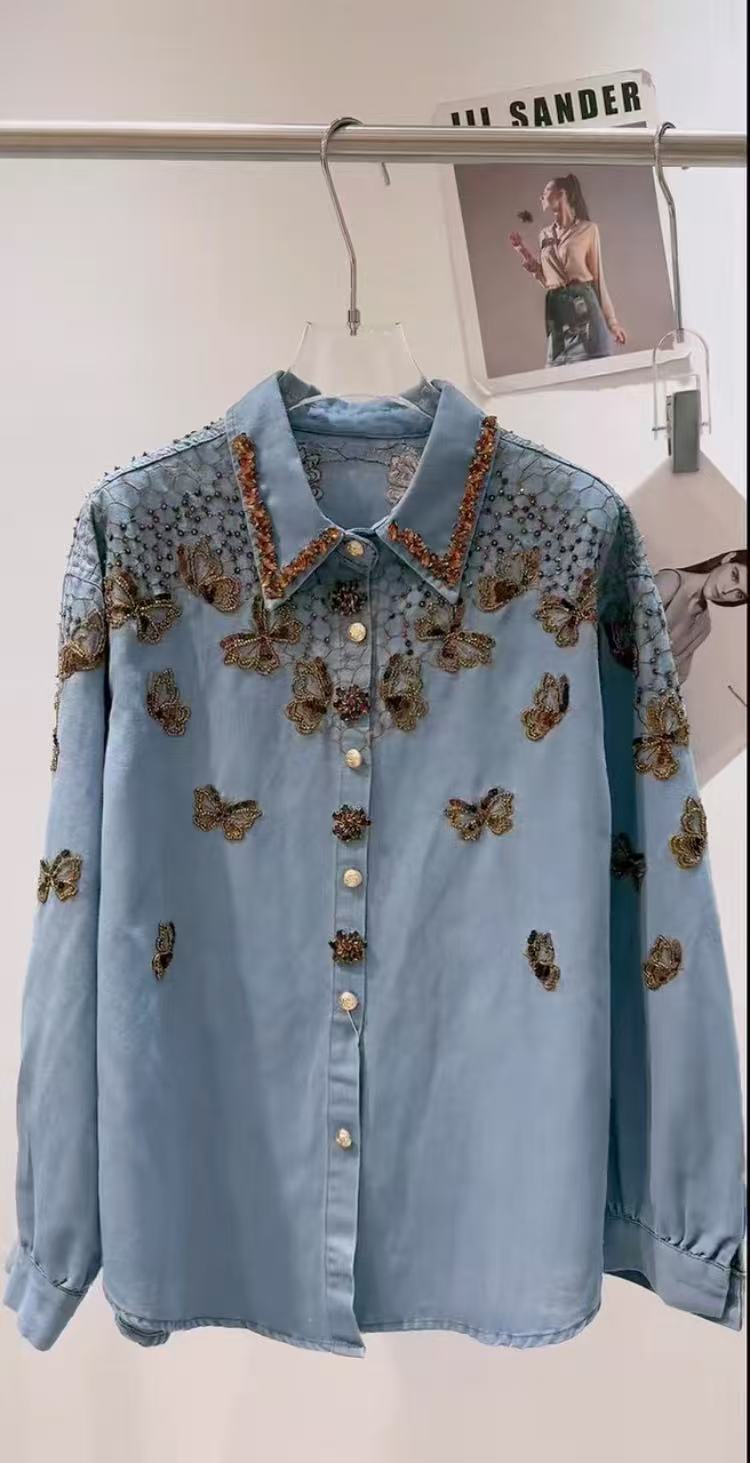 Embroidery Jacket Jeans - Luxury Style Denim Jacket For Women's