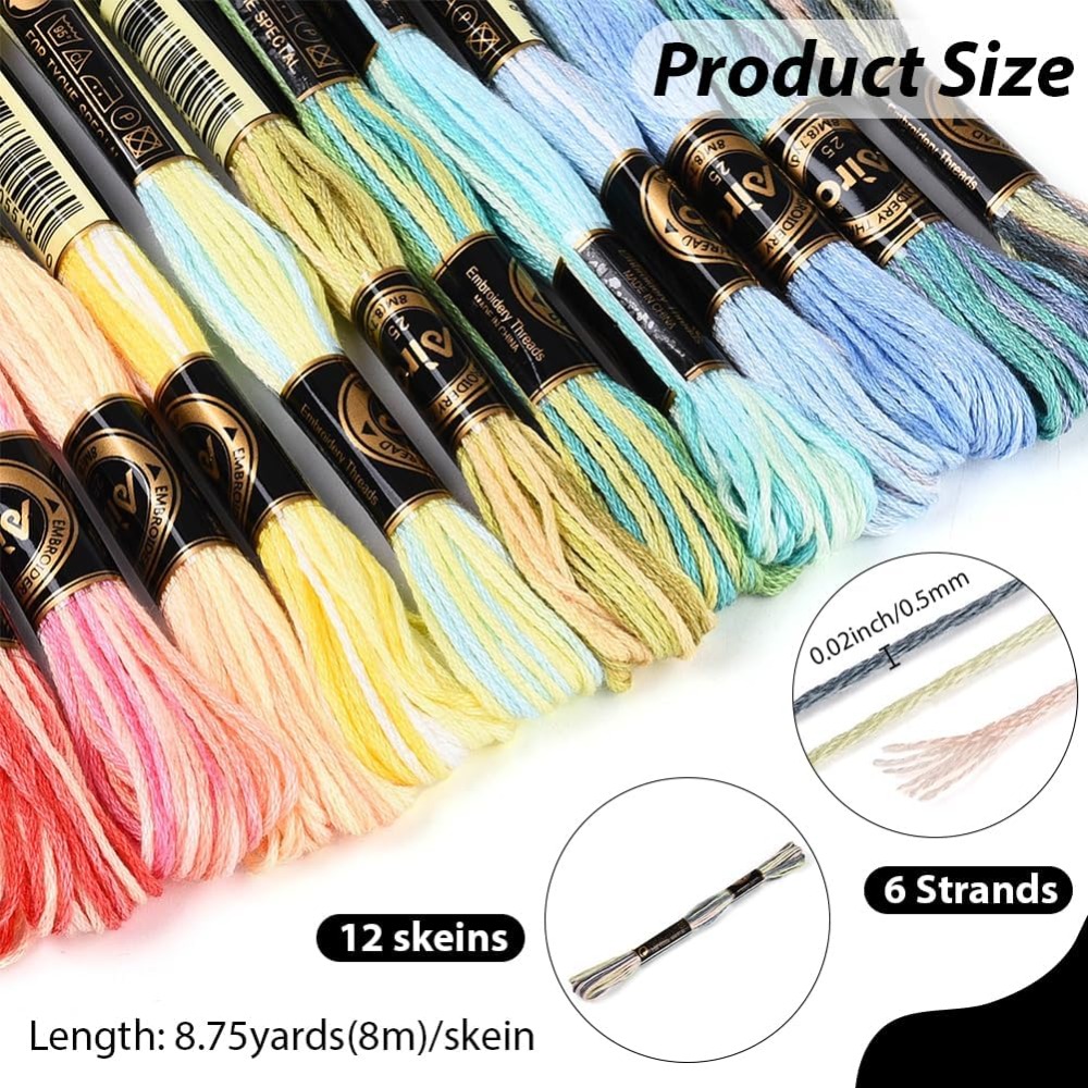 12 Skeins 105 Yards 6 Ply Vari - Embroidery Stitch 评论和价格
