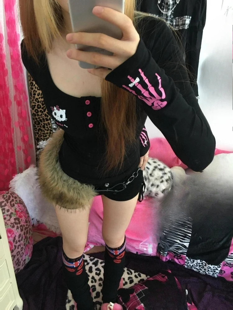 Y2K Vintage Cartoon Print T-Sh - Embroidery A 评论和价格