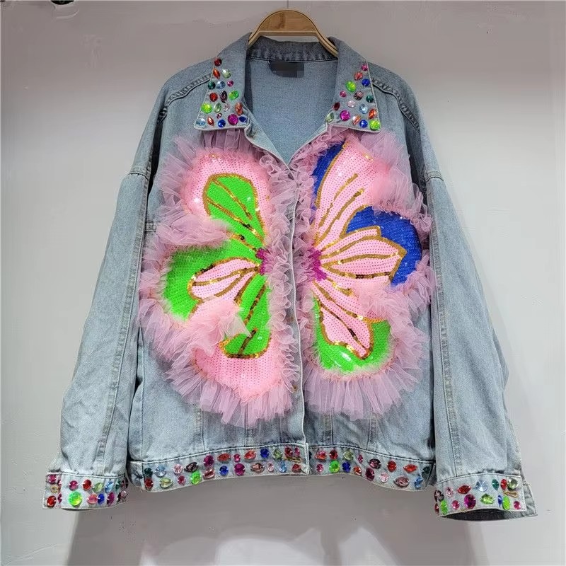 2026 Spring Sequin Flower Wome - Embroidery Jacket Jeans 评论和价格