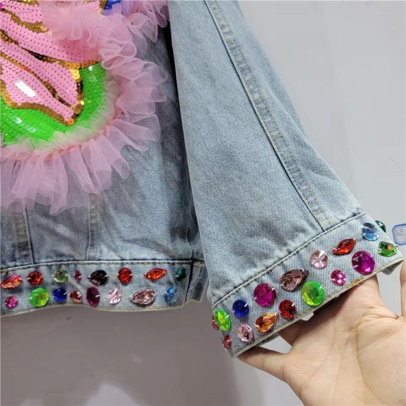 2026 Spring Sequin Flower Wome - Embroidery Jacket Jeans 评论和价格