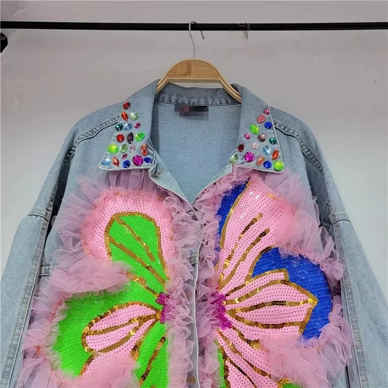 2026 Spring Sequin Flower Wome - Embroidery Jacket Jeans 评论和价格