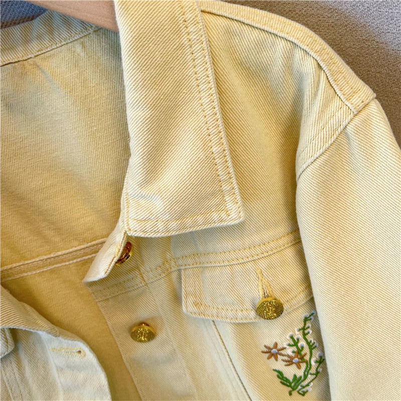 Korean Vintage Flower Embroide - Embroidery Jacket Jeans 评论和价格