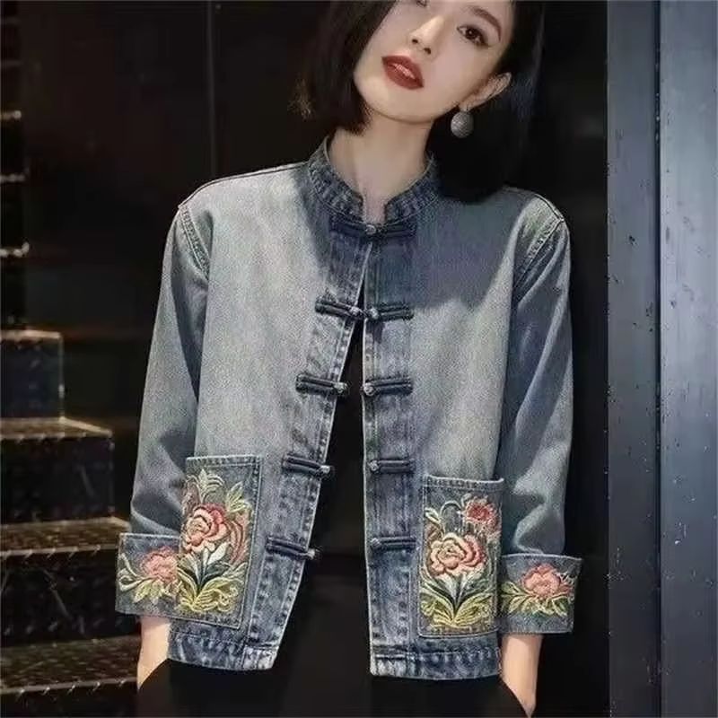 Spring Autumn Beautiful Embroi - Embroidery Jacket Jeans 评论和价格