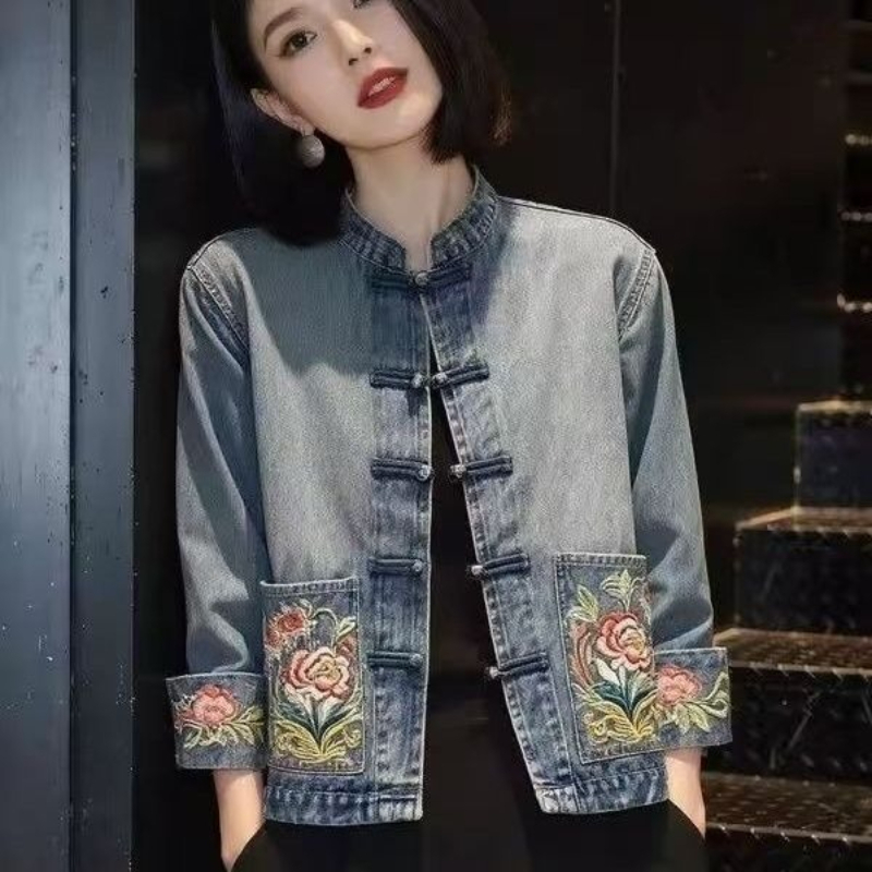 Spring Autumn Beautiful Embroi - Embroidery Jacket Jeans 评论和价格