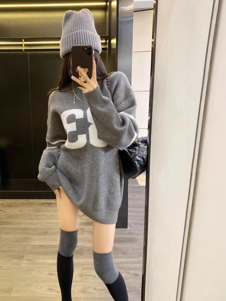 Y2K Vintage Knitted Sweater Wo - Embroidery A 评论和价格