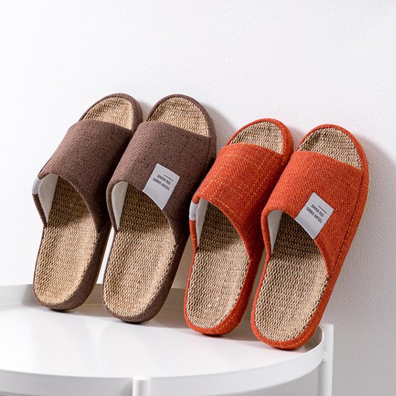 Men's Breathable Linen Slipper - Embroidery Flat Shoes 评论和价格