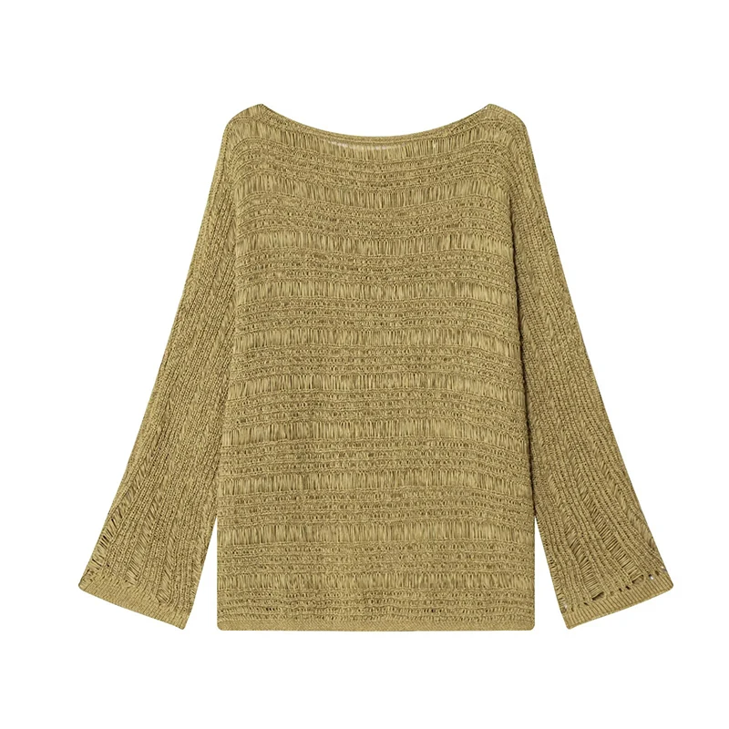 Vintage Boat Neck Knit Sweater - Embroidery A 评论和价格