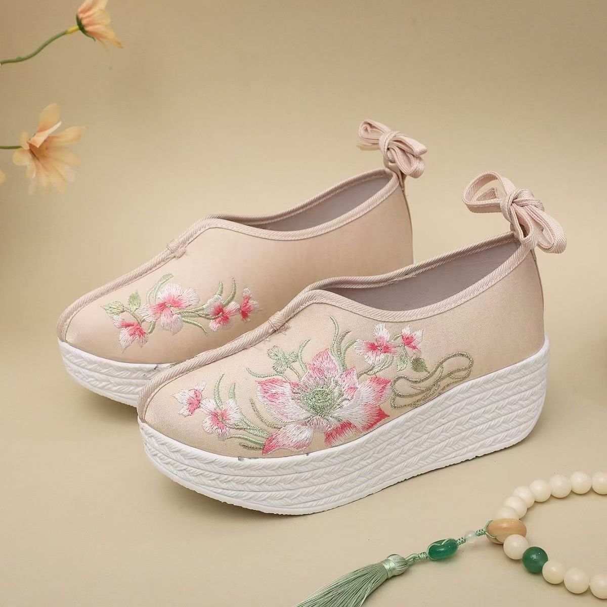 Woman Ethnic Style Wedges Embr - Embroidery Shoes 评论和价格