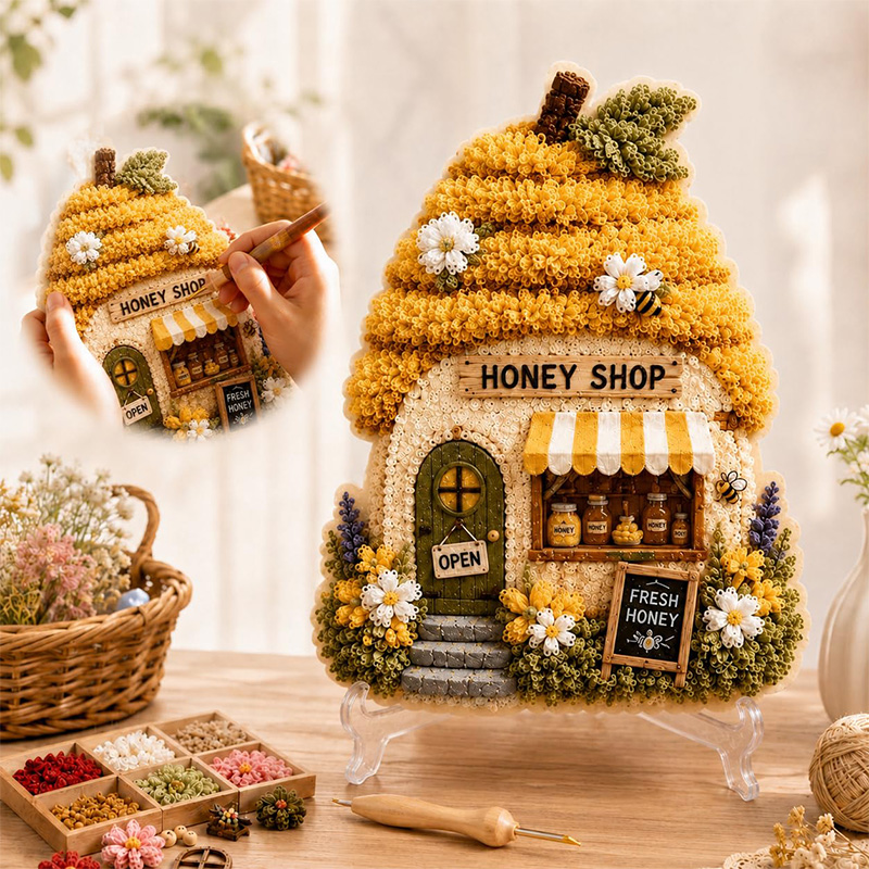 3D Mushroom House Poke Art DIY - Embroidery Set 评论和价格