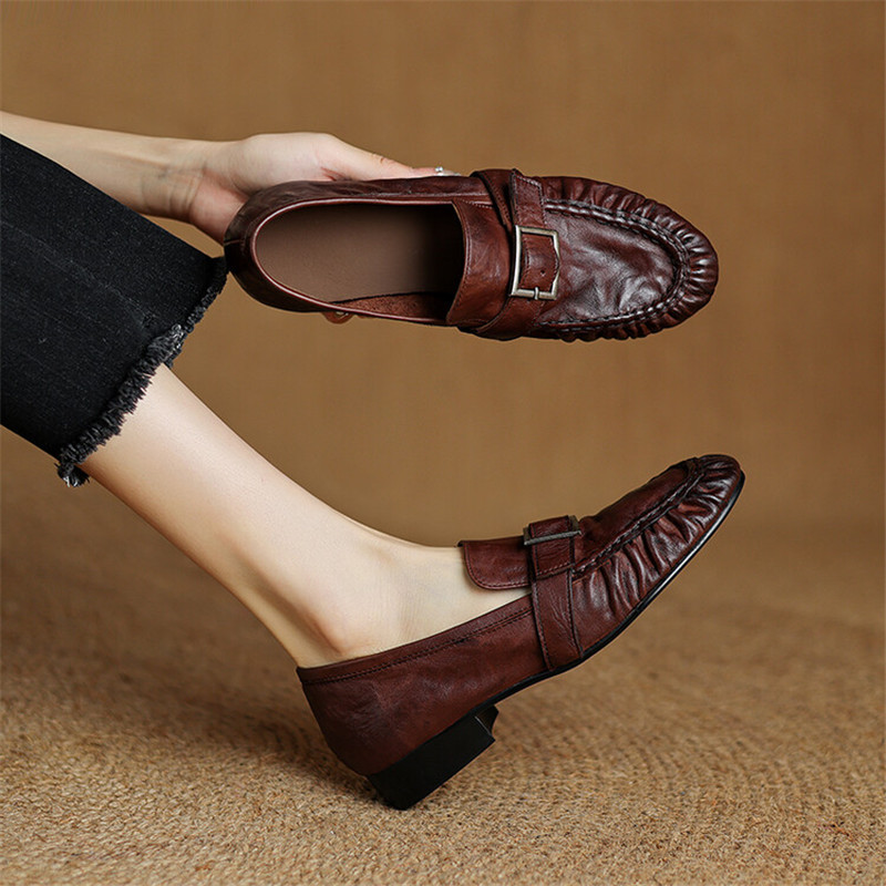 New Autumn Genuine Leather Wom - Embroidery Flat Shoes 评论和价格