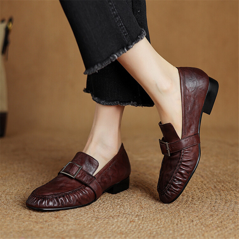 New Autumn Genuine Leather Wom - Embroidery Flat Shoes 评论和价格