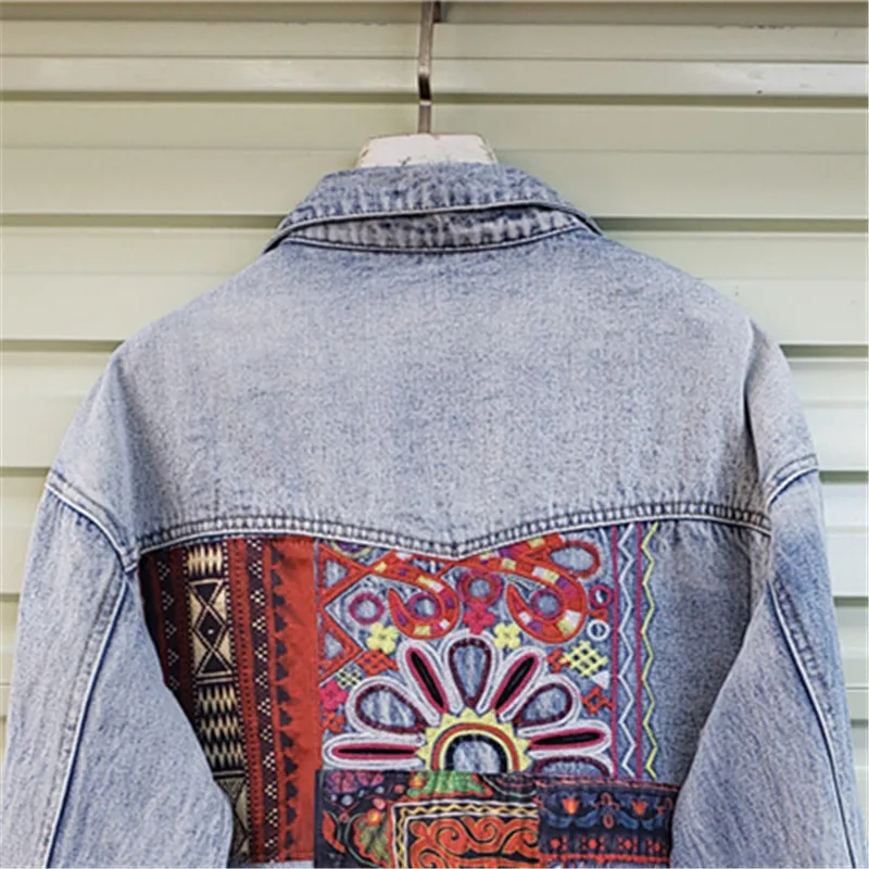 Bohemia Embroidery Splicing Bi - Embroidery Jacket Jeans 评论和价格
