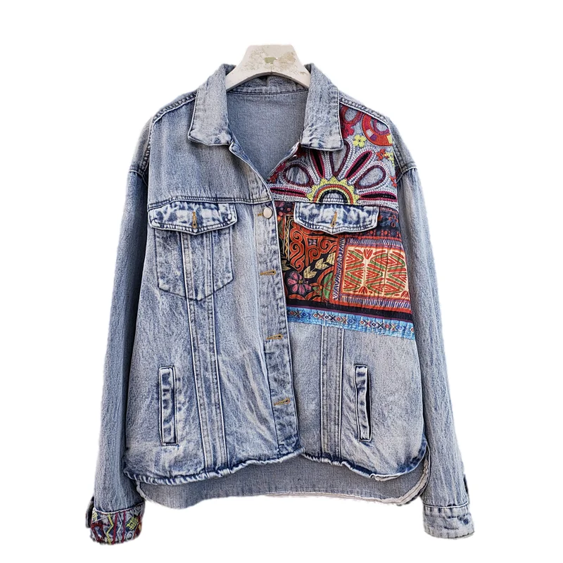 Bohemia Embroidery Splicing Bi - Embroidery Jacket Jeans 评论和价格