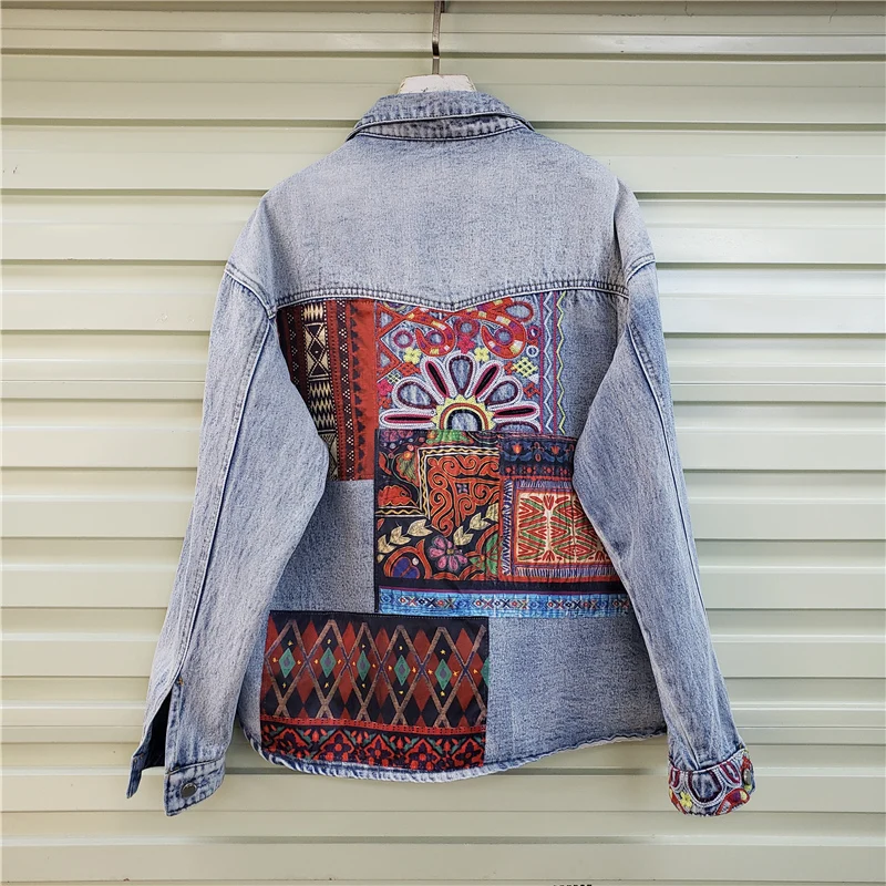 Bohemia Embroidery Splicing Bi - Embroidery Jacket Jeans 评论和价格
