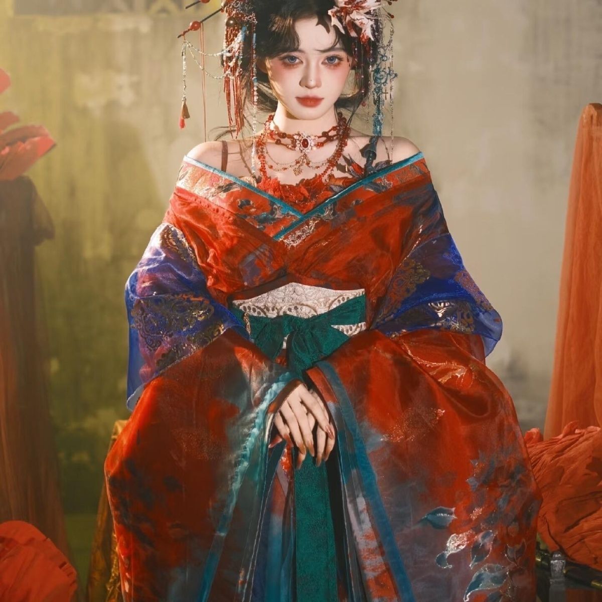 Black Blue Embroidery Hanfu Wo - Embroidery Set 评论和价格