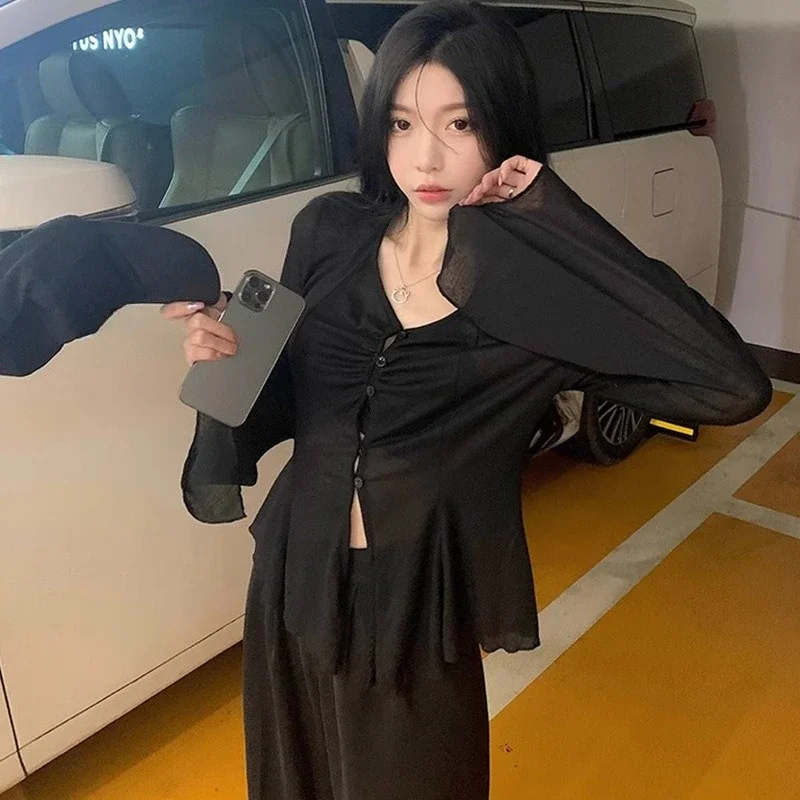 Sheer Flare Sleeve Blouse - Y2 - Embroidery A 评论和价格