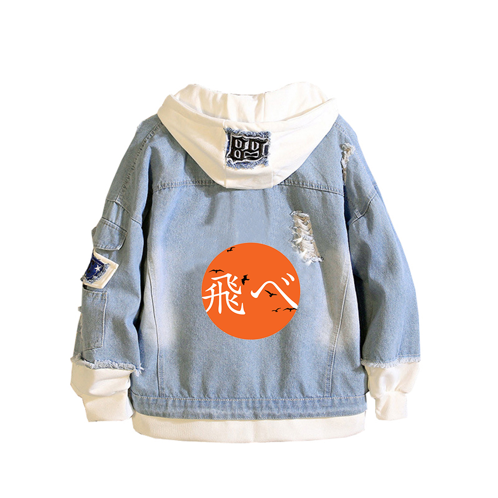 Haikyuu Karasuno VBC Print Wom - Embroidery Jacket Jeans 评论和价格