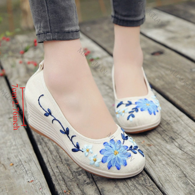 Embroidered Women Comfort Wedg - Embroidery Shoes 评论和价格