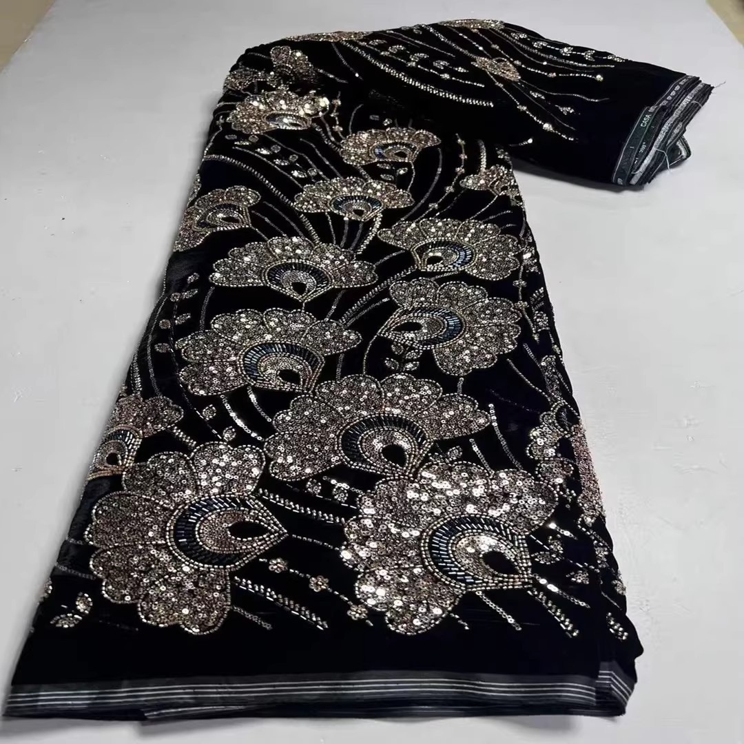 5yard New velvet tela Sequin b - Embroidery Beads 评论和价格