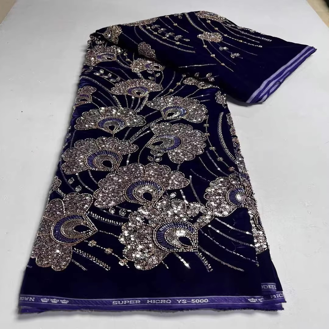 5yard New velvet tela Sequin b - Embroidery Beads 评论和价格