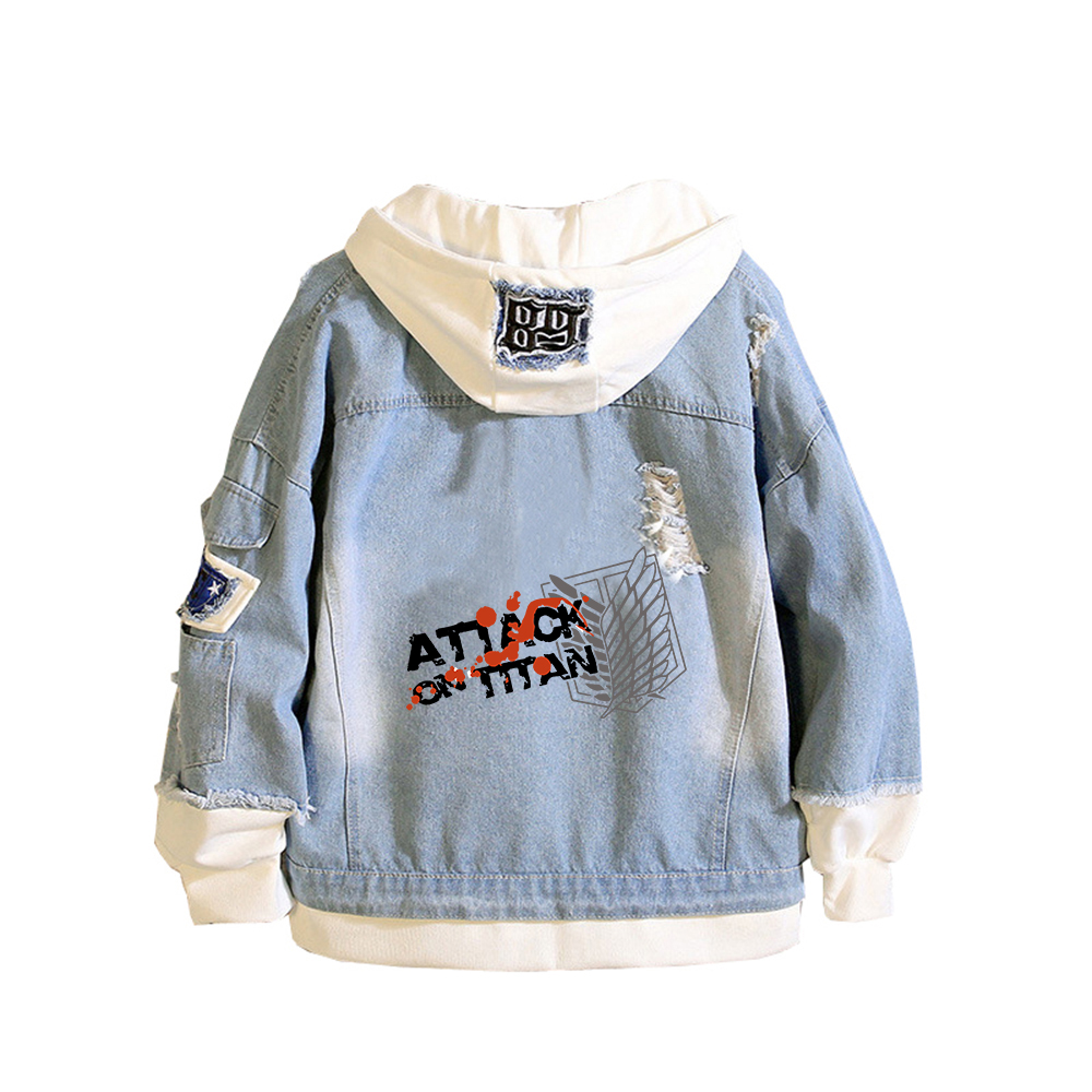 Attack on Titan Anime Denim Ja - Embroidery Jacket Jeans 评论和价格