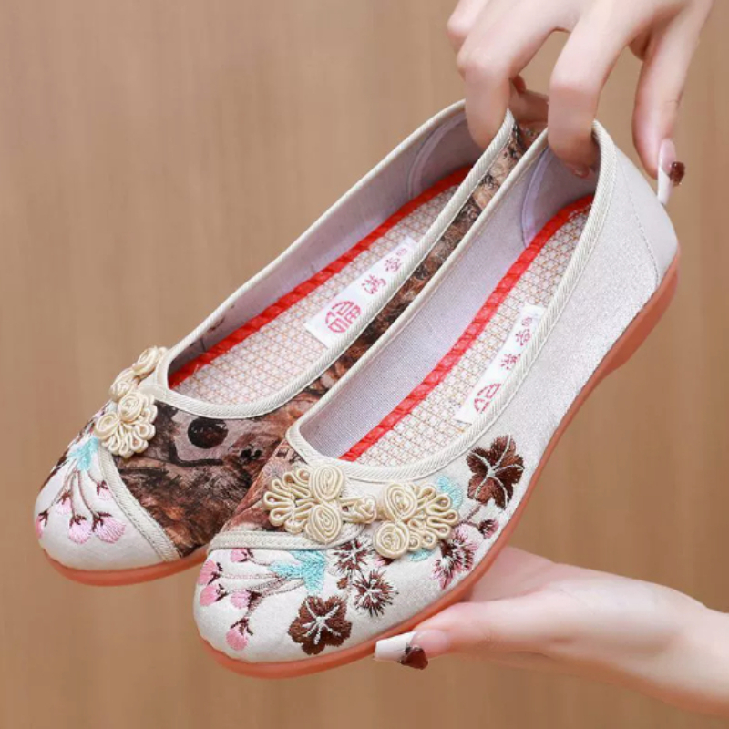 Retro Chinese Style Women Canv - Embroidery Shoes 评论和价格