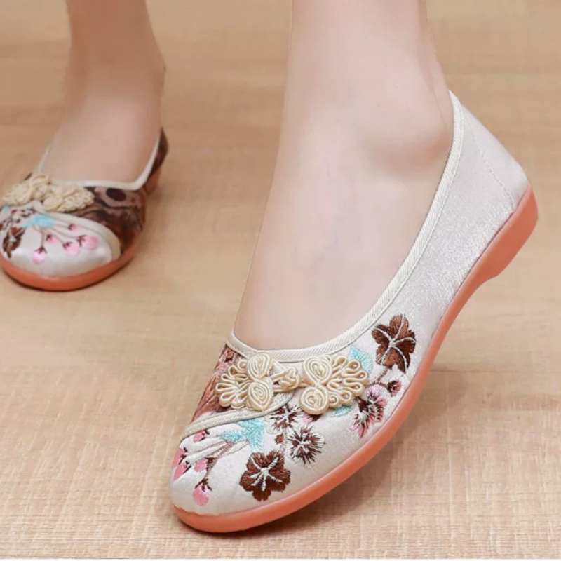 Retro Chinese Style Women Canv - Embroidery Shoes 评论和价格