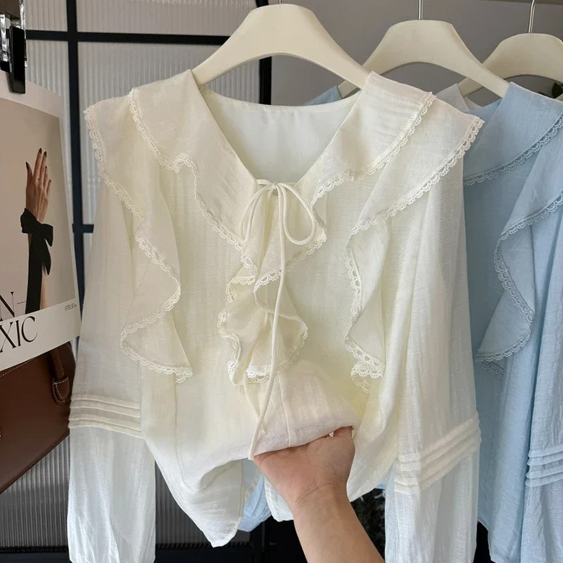French V-Neck Chic Long Sleeve - Embroidery A 评论和价格