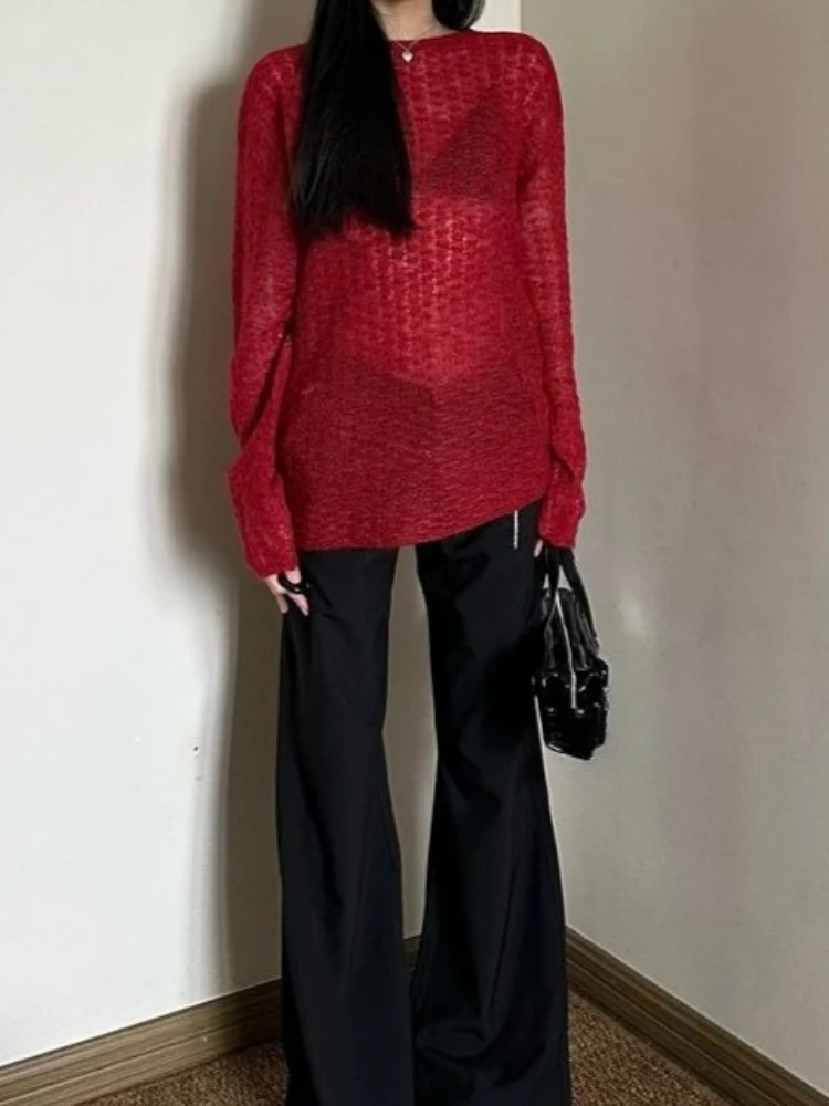 Y2K See-Through Knitted Women' - Embroidery A 评论和价格